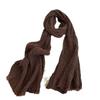 Retro Old Texture Pleated Solid Color Linen Scarf Thin And Narrow Silk Scarf Extended Neck Protection Scarf Autumn And Winter Warm