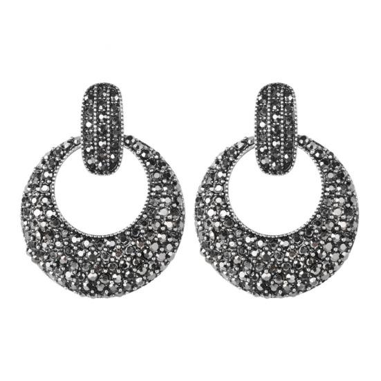 1 Pair Drop Earrings Hollow Round Pendant Stud Earrings
