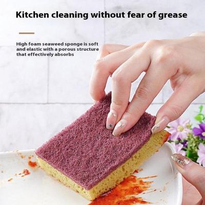 5Pcs/10Pcs Kitchen Stain Removal Sponge Clean Cotton Dishwashing Sponge Wipes Bathroom Cleaning Utensils High Density Sponge