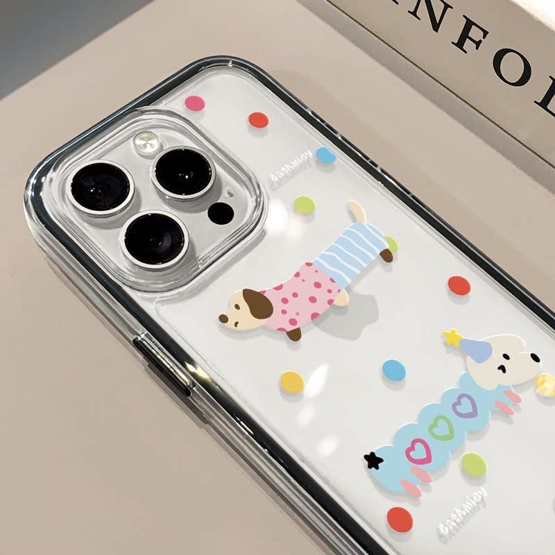 Polka Dot Sausage Dog Soft Clear Phone Case For Samsung Galaxy S26 Ultra S25 S23 FE S24 S22 Plus A57 A37 A55 A36 A15 A16 Cover