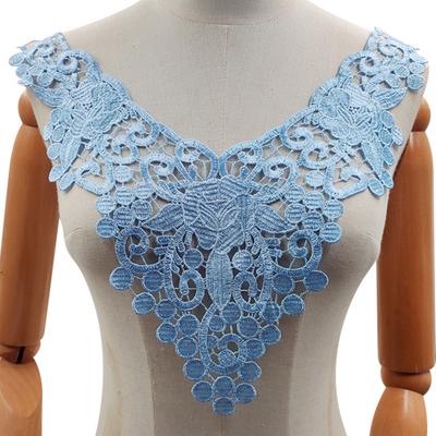 Embroidered Neckline Applique Hollow Out Lace Fabric Neckline Lace Collar Trim Applique for Women DIY Sewing Supplies Wedding Dress