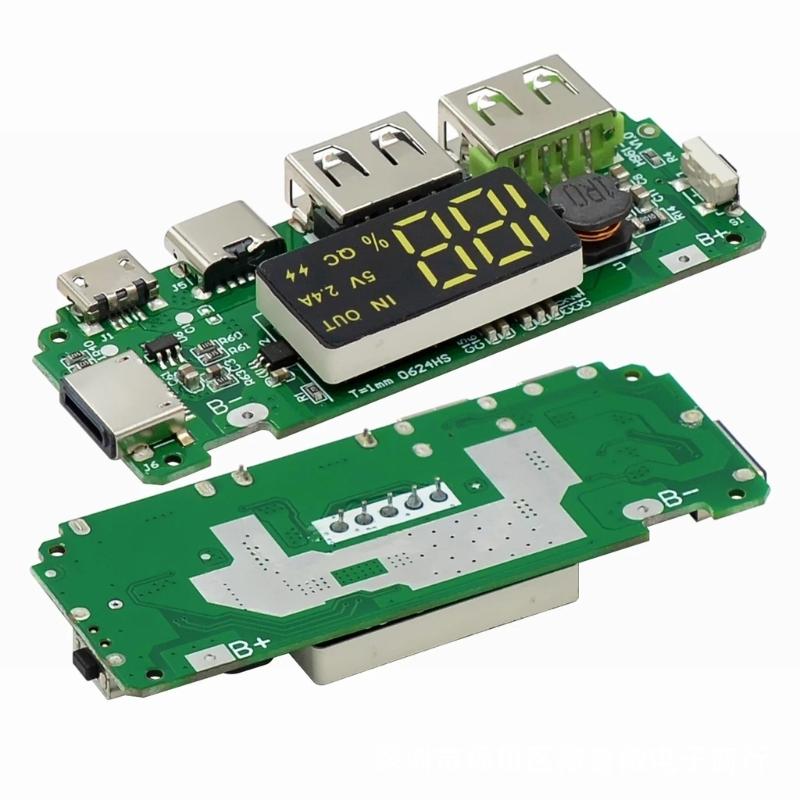 18650 Charging Board Double USB Output Mobile Power Module 5V 2.4A/2A 1A with Overcharge and Shortcircuit Protections