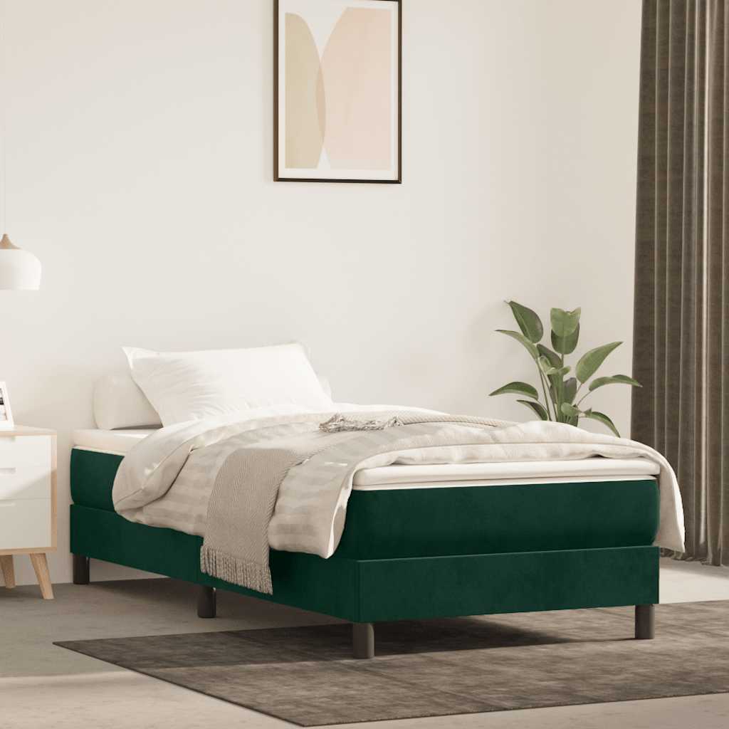 Box Spring Bed Frame Dark Green 90 x 190 cm Velvet