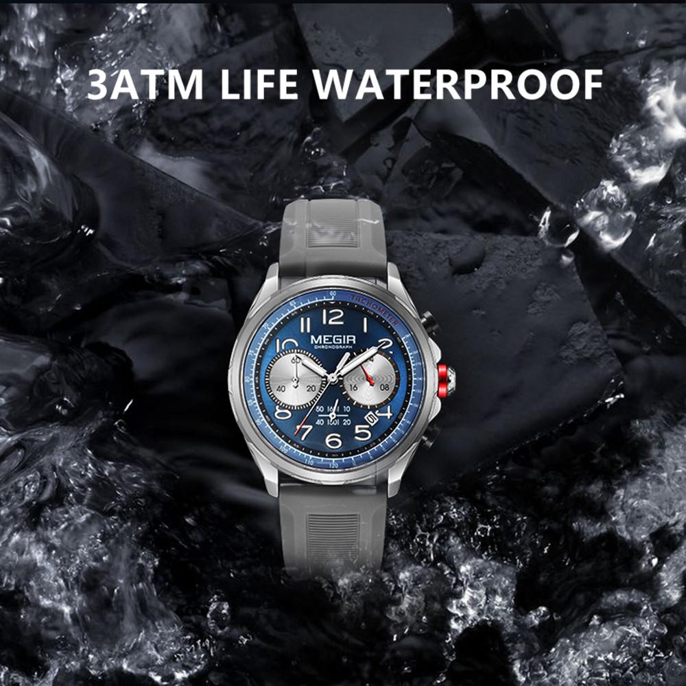MEGIR Men Watches Luxury Quartz Wristwatch Waterproof Men's Sports Chronograph Silicone Strap Clock Relogio Masculino 2230