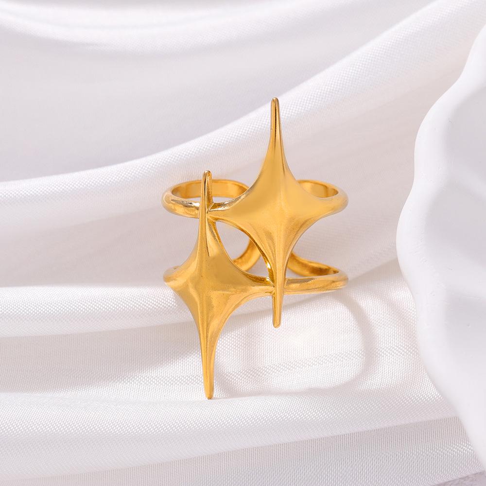 Simple Star Open Titanium Steel Ring for Women - Chic Light Luxury Stainless Steel Jewelry