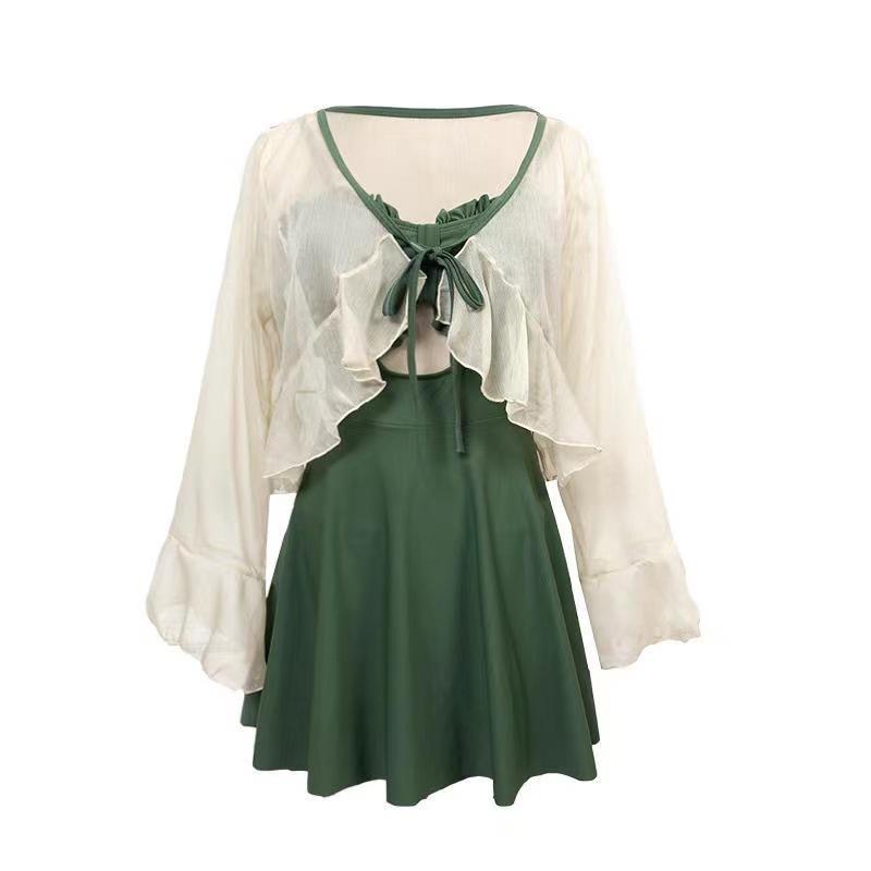 2024 Hot-Selling Women's Swimsuit, Conservative Slimming Design, Belly-Covering, Long Sleeve, Perfect for Hot Springs
