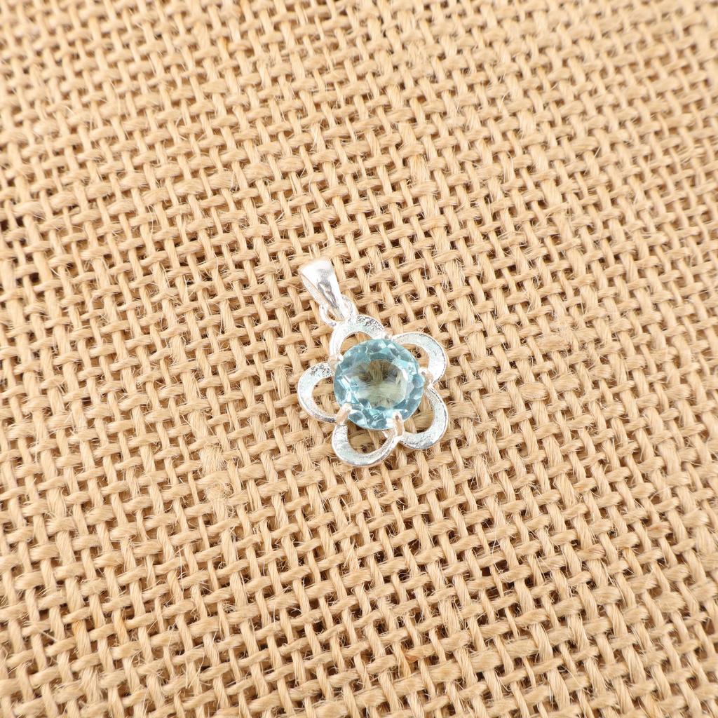 Sky Blue Topaz Gemstone Pendant, Handmade Gorgeous Jewelry, 925 Solid Sterling Silver Jewelry, Everyday Pendant For Wedding Gift