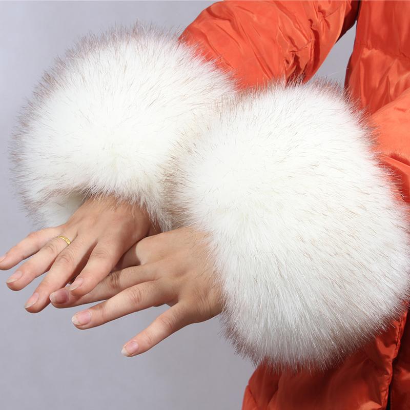 Frauen Kunstpelz Plüsch Manschette Hand Armwärmer flauschig weiche Handgelenk Band Handschuhe Winter