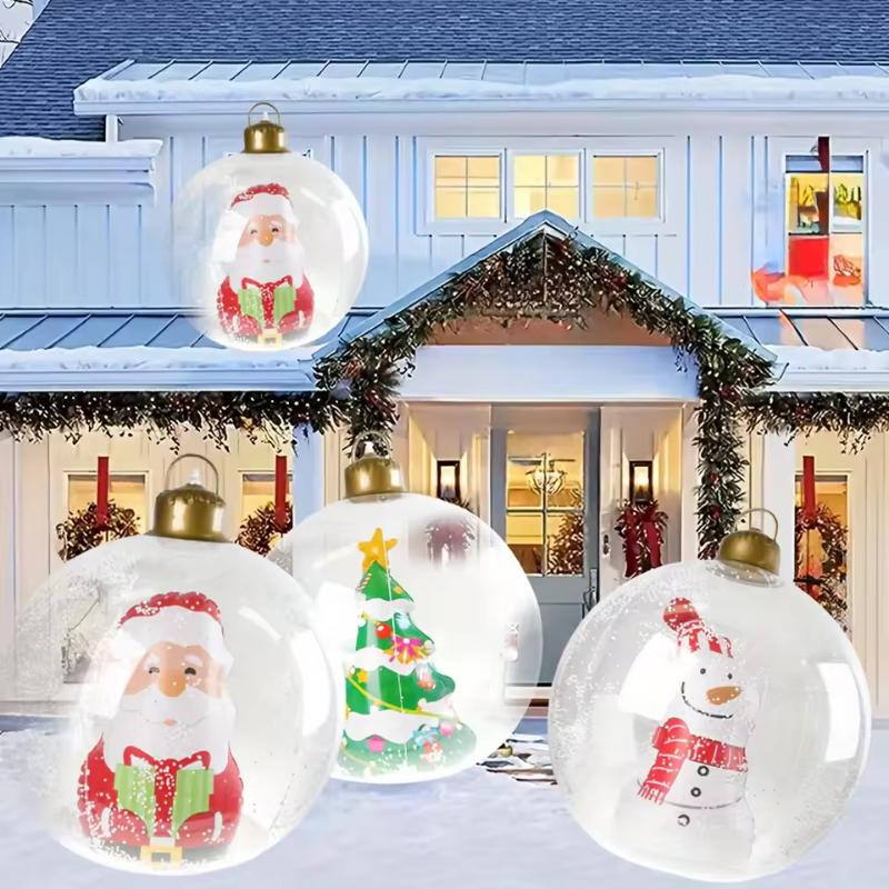 Weihnachts-Außen-Aufblasball Dekoriert PVC Riesen Groß Große Bälle Weihnachtsbaumschmuck Spielzeug mit Licht für Innen Außen