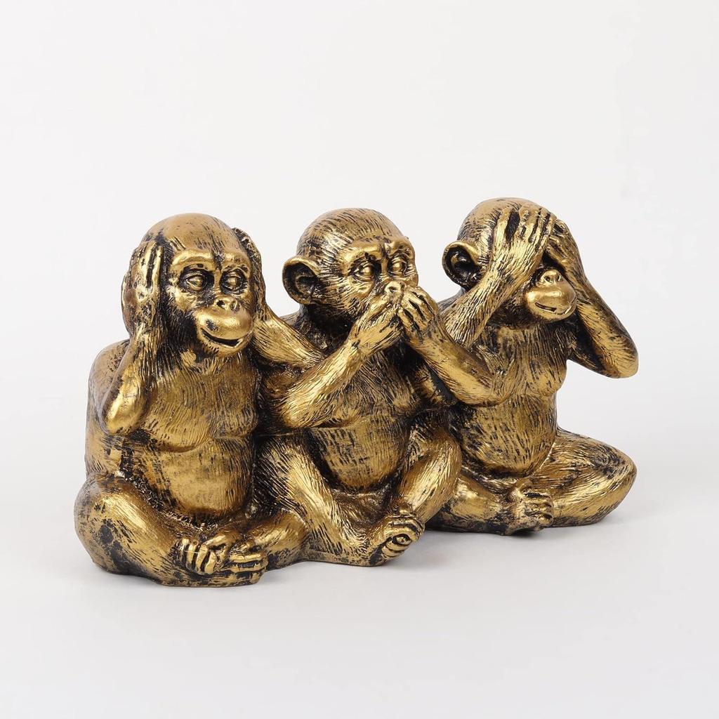 Polyresin Three Wise Monkeys Statue Showpiece for Home Decor Decoration and Gifting