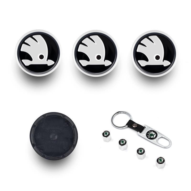 Compatible 56MM Wheel Hub Caps for Skoda: Rapid, Kamiq, Karoq, Superb - Center Logo Caps