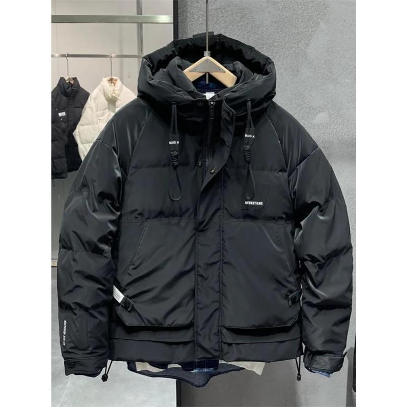 Winter Hooded Down Jacket Men Loose Casual White Duck Down Overalls Thickened Down Jacket Outdoor Ski Warm Puffer Parkas Coat