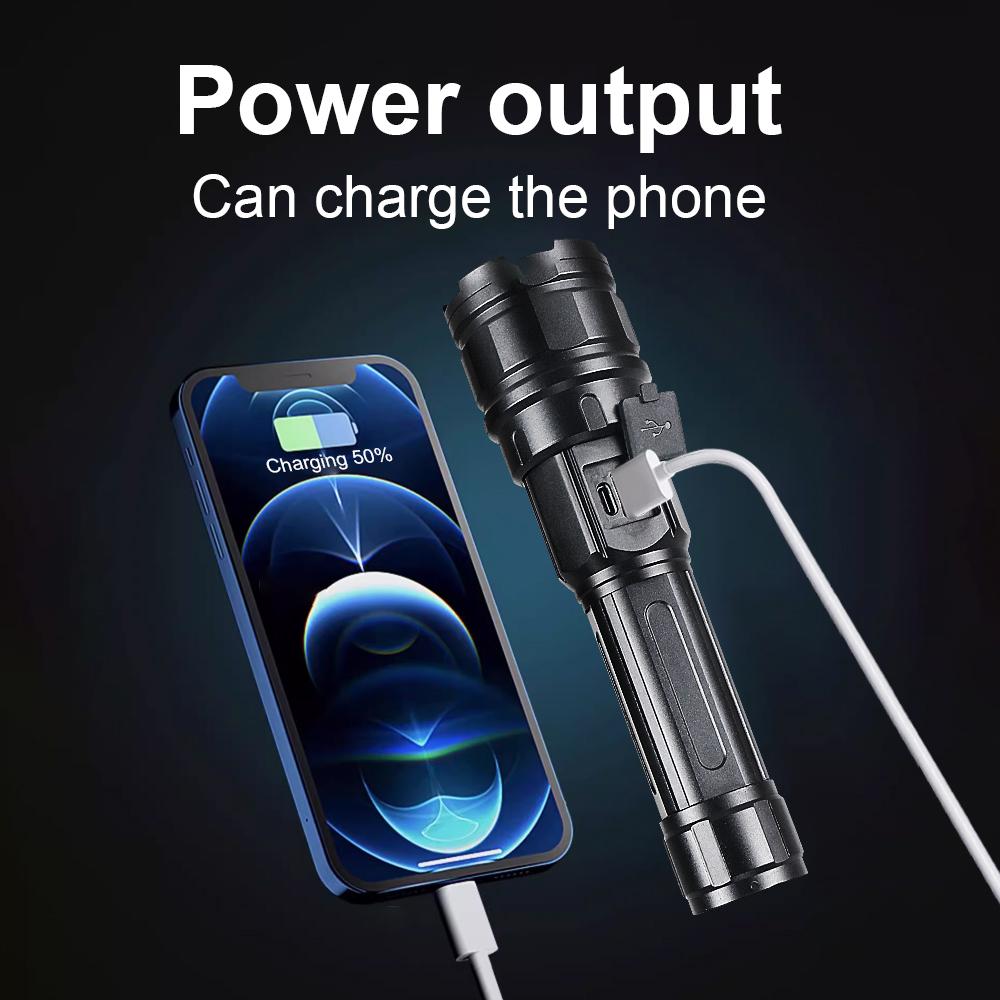 Powerful 30W LED Flashlight Super Bright Lantern Rechargeable Flashlights Waterproof Torch Strong Light Outdoor Camping Hiking Lights
