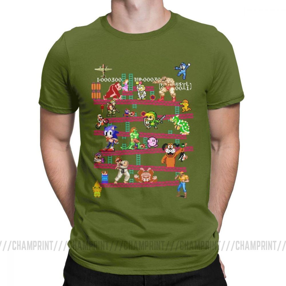Men Arcade Game Collage T Shirts Console Game Vintage Style Tee Shirt Classic La Camiseta