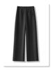 2025 Women's Gray Wide-Leg Wool Pants: Winter Thickened, Soft, and Stylish with a Casual, Drape Design