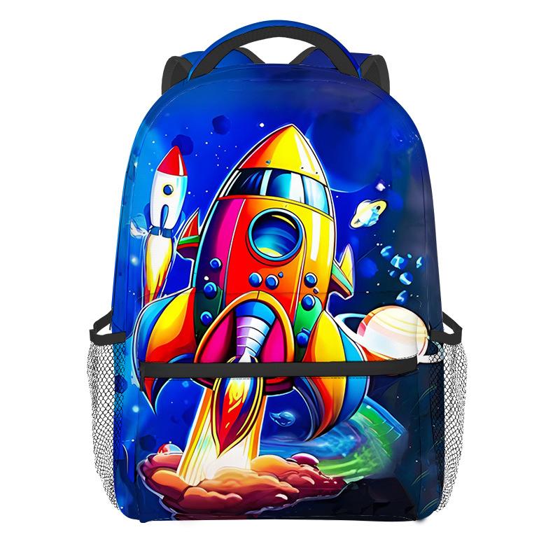 Kpop Youthful School Bags Unisex Cool Rocket astronaut Travel Bags 3D Print Oxford Waterproof Notebook Shoulder Backpacks
