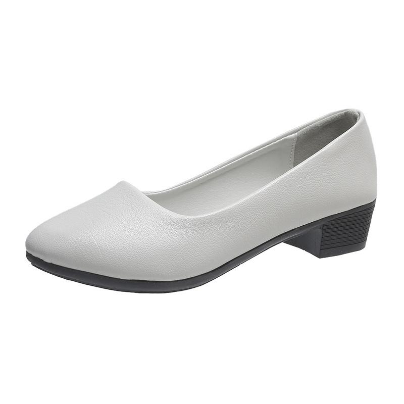 2025 Fashionable Women s Pointed Toe Slip-on Work Shoes with Chunky Heel 37