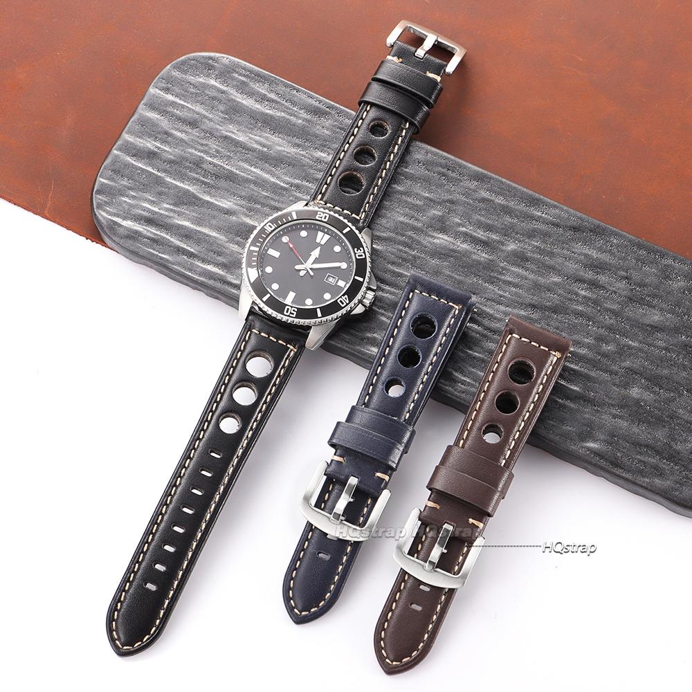 Cowhide Watch Strap Vintage Genuine Leather 20mm 22mm 24mm 26mm Watchband Women Men Watch Band for Seiko Belt with Pin Buckle