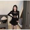 Sexy black fishbone dress children's autumn and winter small fragrant style hip skirt early spring new women's clothing