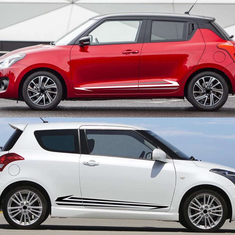 2PCS Car Door Side Stripes Stickers For Suzuki Swift Sport Styling Vinyl Decals Auto Body Tuning Decoration Stickers Accessories