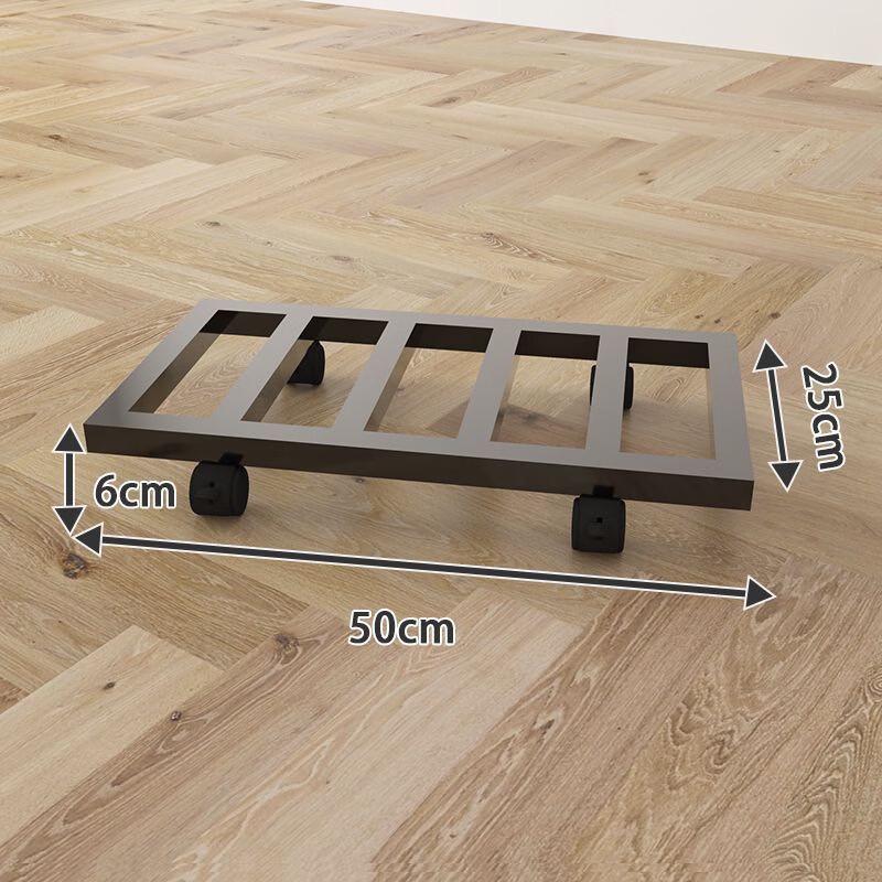 Rectangular Wrought Iron Plant Caddy with Wheels and Brakes