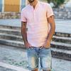 Men's Stand Collar Solid Color Loose Short Sleeved Shirt