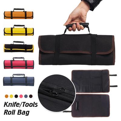 Sac Rouleau pour Couteaux de Chef et Ustensiles de Cuisine en Toile avec Une Grande Poche Zippée pour Chefs et Étudiants en Cuisine Couteaux Non Inclus