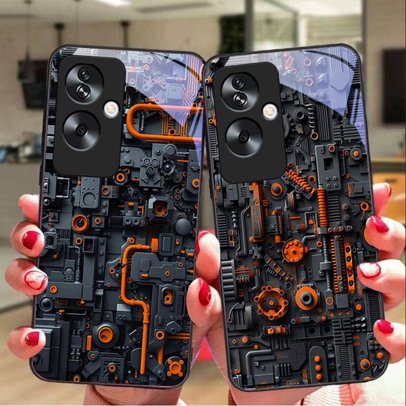 Circuit Diagram Gray For Oppo A79 5G 58 78 74 60 4G Reno 11F Realme GT 6 11 Note 50 10 C55 X2 Tempered Glass Black Phone Case
