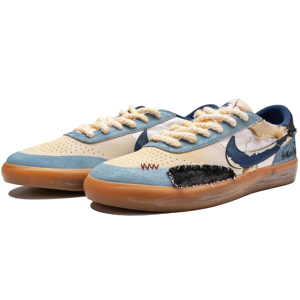 Nike Pantofi de Skateboard Unisex din Pânză Rezistentă la Alunecare și Abraziune, Model Joasă, Culoare Bej Albastru Negru CD5010-102(EchipaF-)