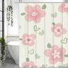 Pink Flower Shower Curtain, Bathroom Decorative Shower Curtain, Waterproof Shower Curtain with Hooks