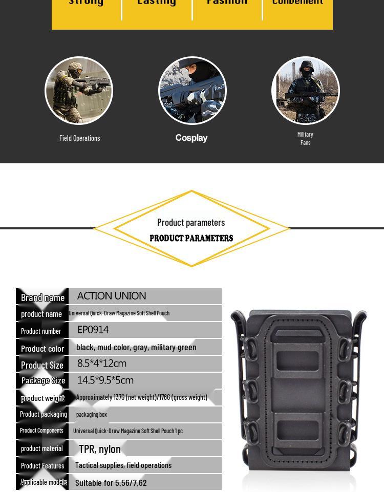 Scorpion Softshell Jacket with Universal Tactical Quick-Draw Pouch & Molle Holster, 5.56/7.62 Compatible.