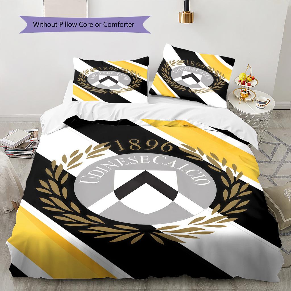 Set Copripiumino Trapuntato Udinese Calcio Federe Decorazione Casa Regalo di Compleanno (1 * copripiumino + 2 * federa, senza nucleo)
