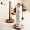 Kitchen Countertop Paper Towel Holder with Anti-Slip Weighted Wooden Base Easy To Install Standing Paper Towel Roll Stand