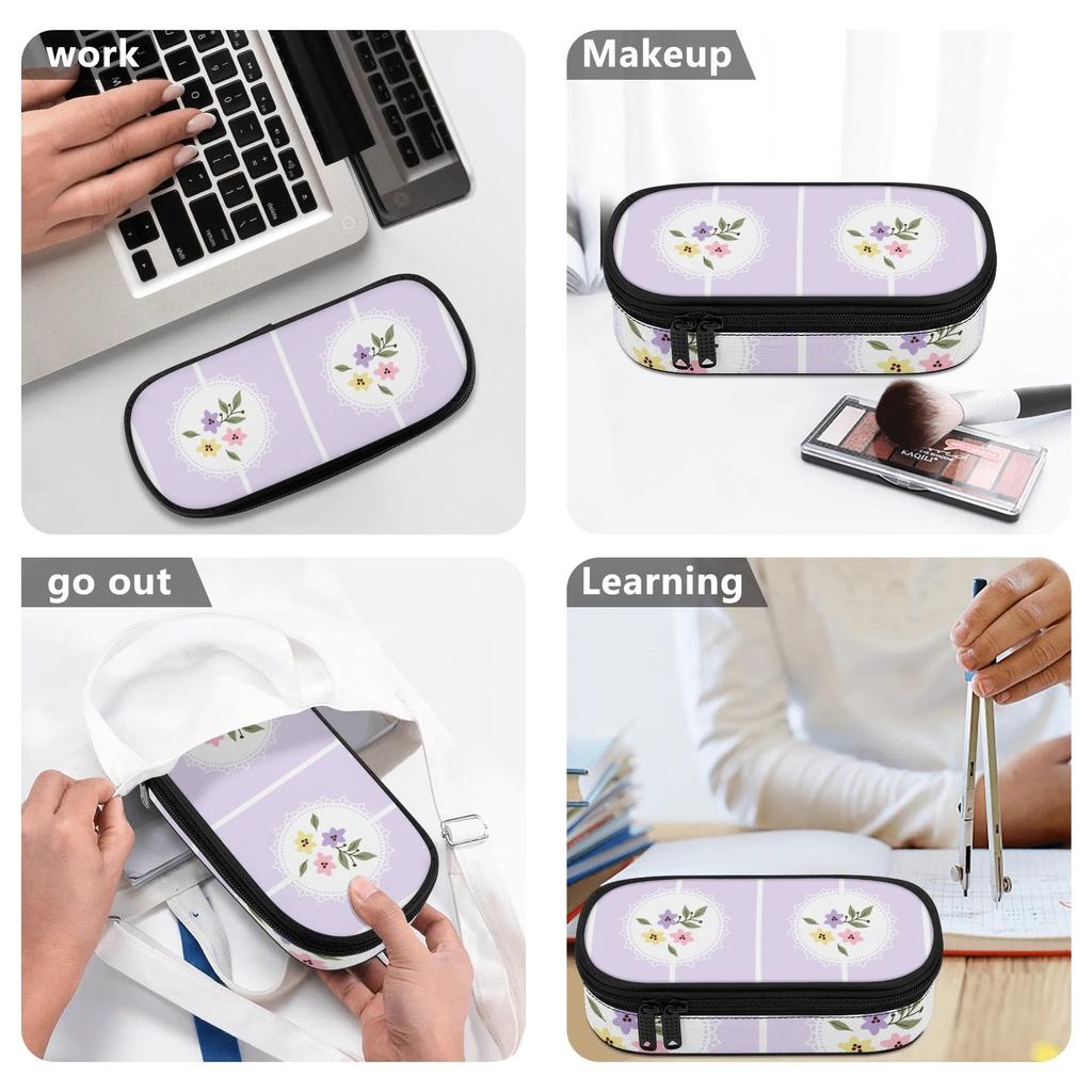 Pen Case Multi Compartment Wear Resistant Polyester Smooth Zipper with Main Compartment Mesh Pocket and Pen Slots for Students