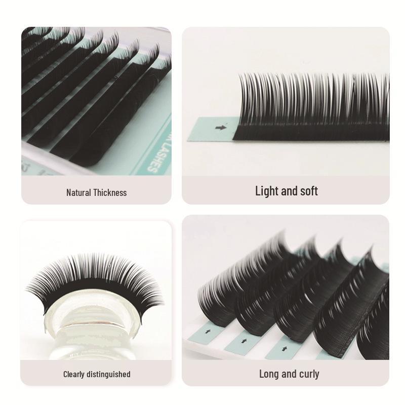 NATUHANA J Curl Soft Blooming False Eyelashes - 16 Rows of Grafted Round Single Lashes