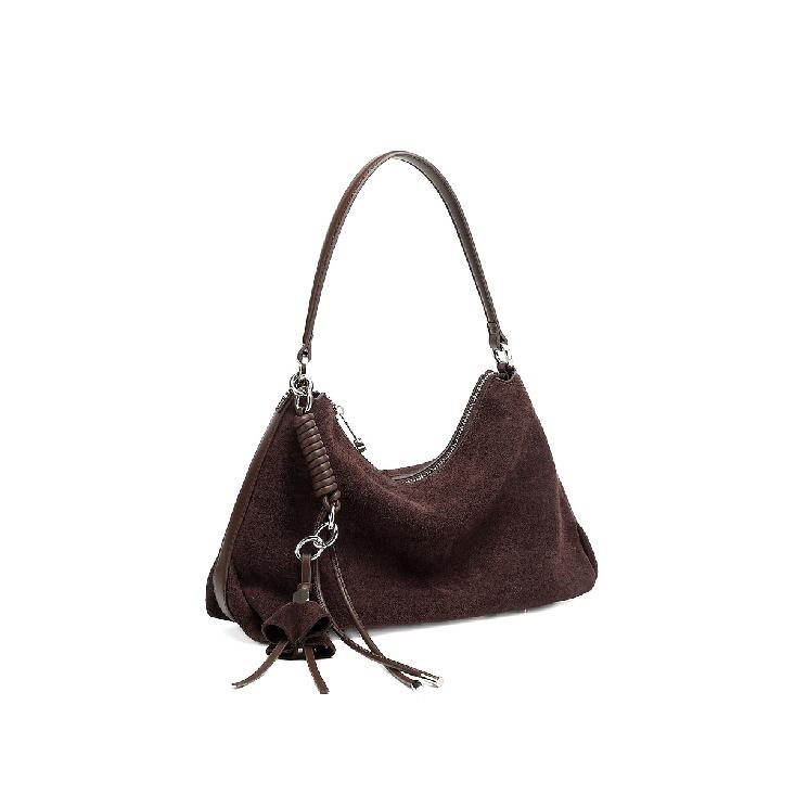 Versatile Retro Suede Leather Women's Bag High-End Commuter Tote Bag Single Shoulder Underarm Bag