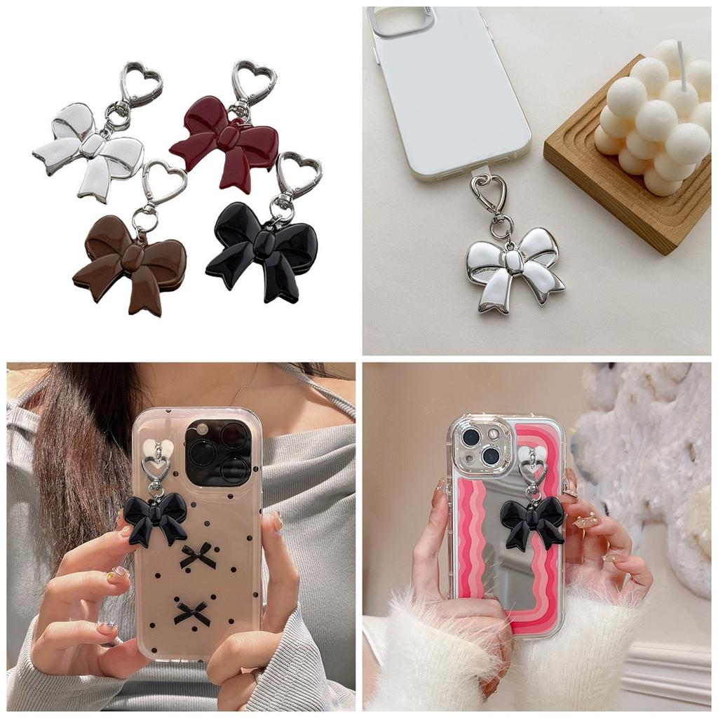 Sweet Bows Keychain Car Key Chains Bowknot Keyring Bag Charm Handbag Charm Lovely Heart Keyholders Phone Charm