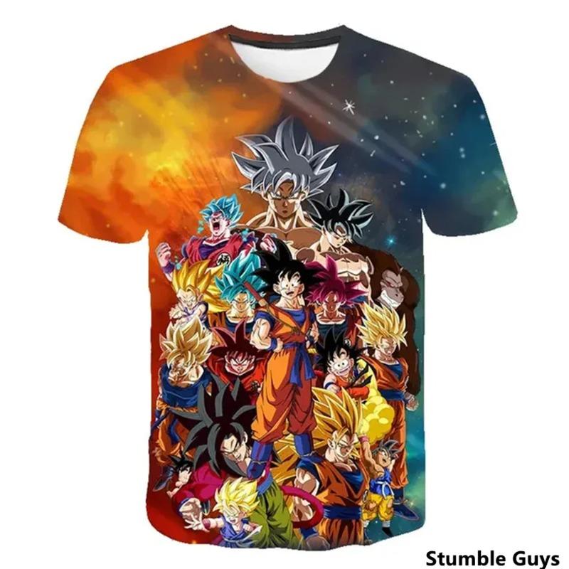 

Летняя детская футболка с мультяшным принтом Dragon Ball Goku Kakarot Vegeta Super Saiyan, с коротким рукавом, одежда для мальчиков, мужчин, женщин XXS