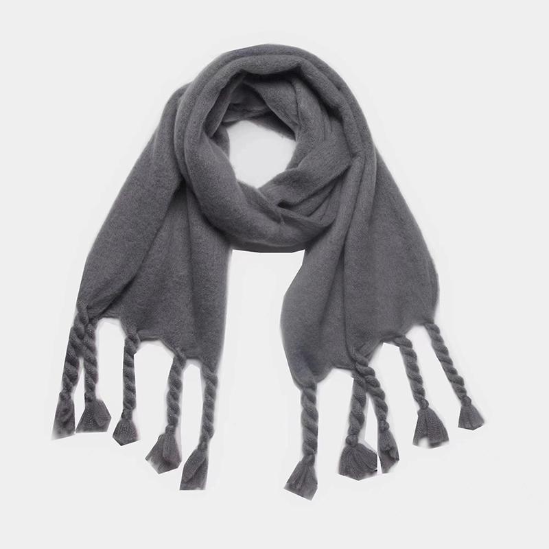 Fashion Solid  Women Scarf Winter Hijabs Tassel Imitation Cashmere Scarve Wrap Shawl Pashmina Foulard Femme Bufanda Echarpe