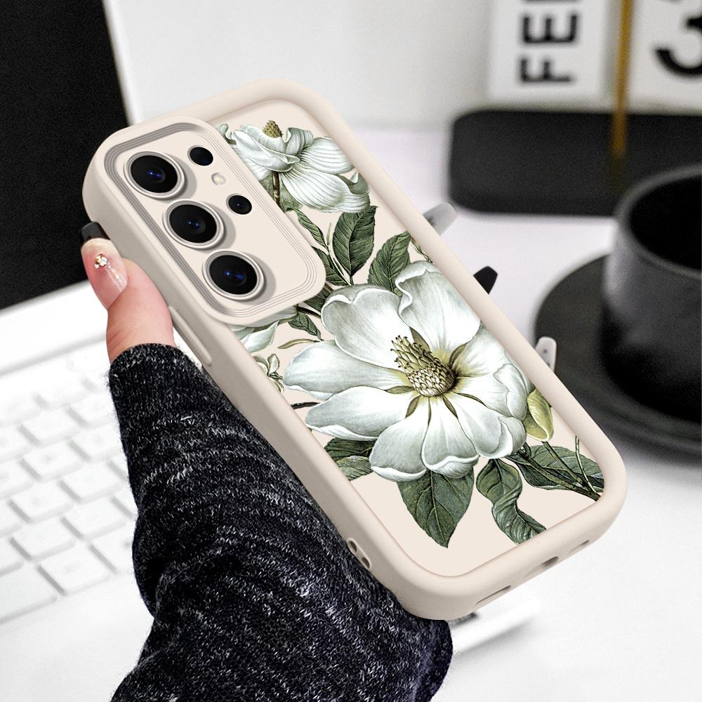 Magnolia Flower Phone Case For Samsung Galaxy S26 S25 S24 FE Plus Ultra 5G Staircase Soft Cover