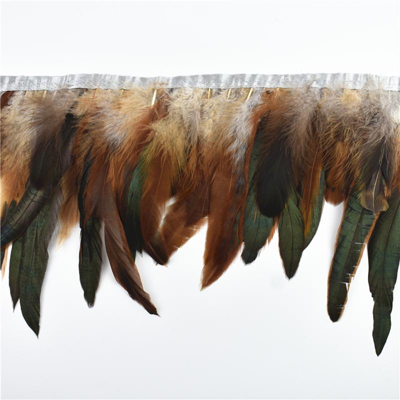 10Meter Rooster Feathers Fringe Trim On Tape Chicken Cock Pheasant Feather for Clothes Ribbon Sewing Flecos Decoration