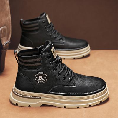 Martin Boots Men's High-top Autumn Black Construction Site Labor Insurance Tooling Boots Men's Outdoor Combat Training Mountaineering Boots Thick-sole