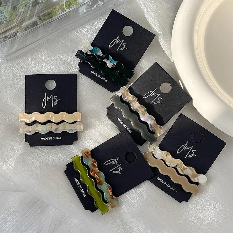 2pcs/set Acetate Hair Clip Wave Geometric Hairpins Side Pins Sweet Cute Women Hair Accessories