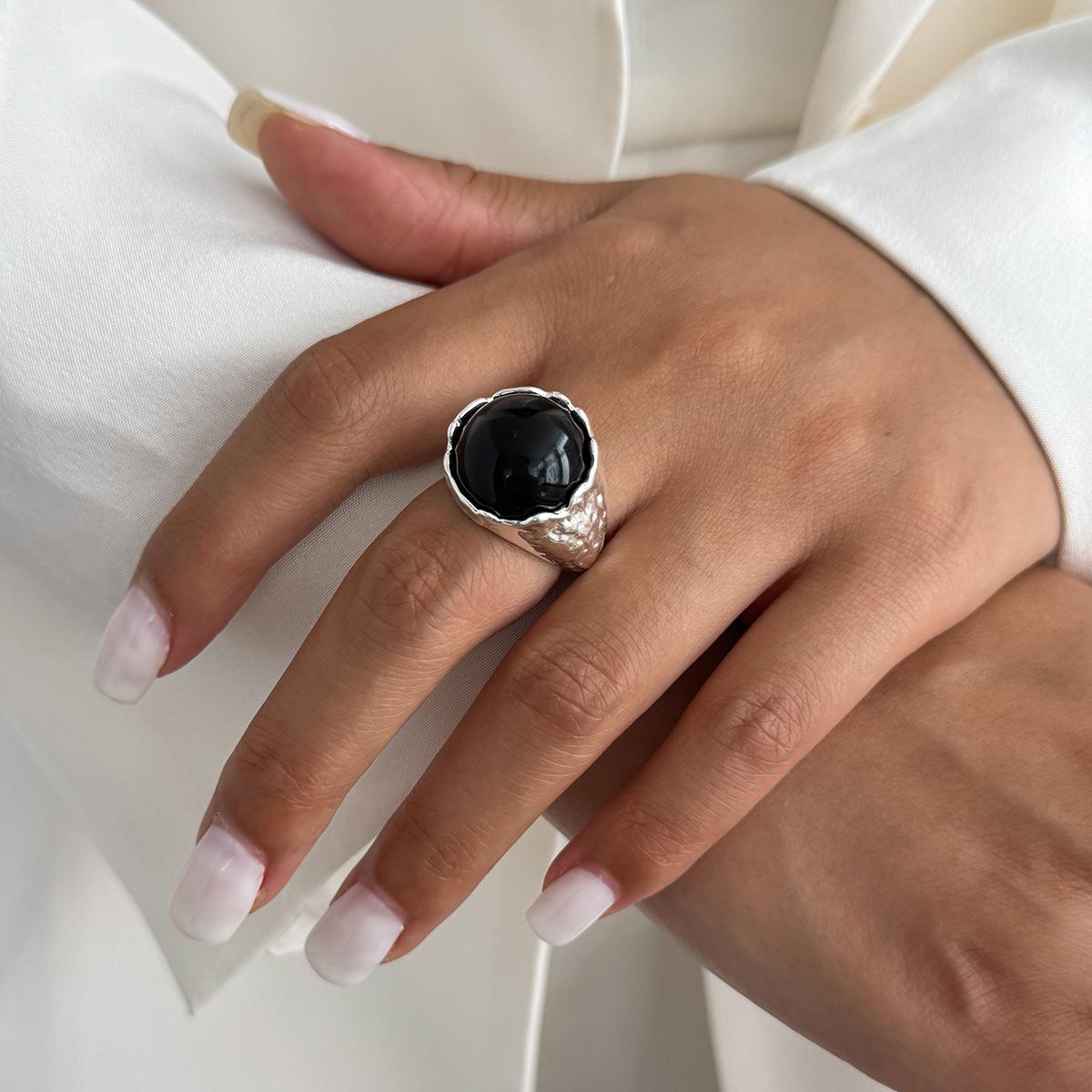 

Fashion Light Luxury Acrylic Diamond Jewel Ring Women S Wind Metal Folded Wide Edition Ring Ring