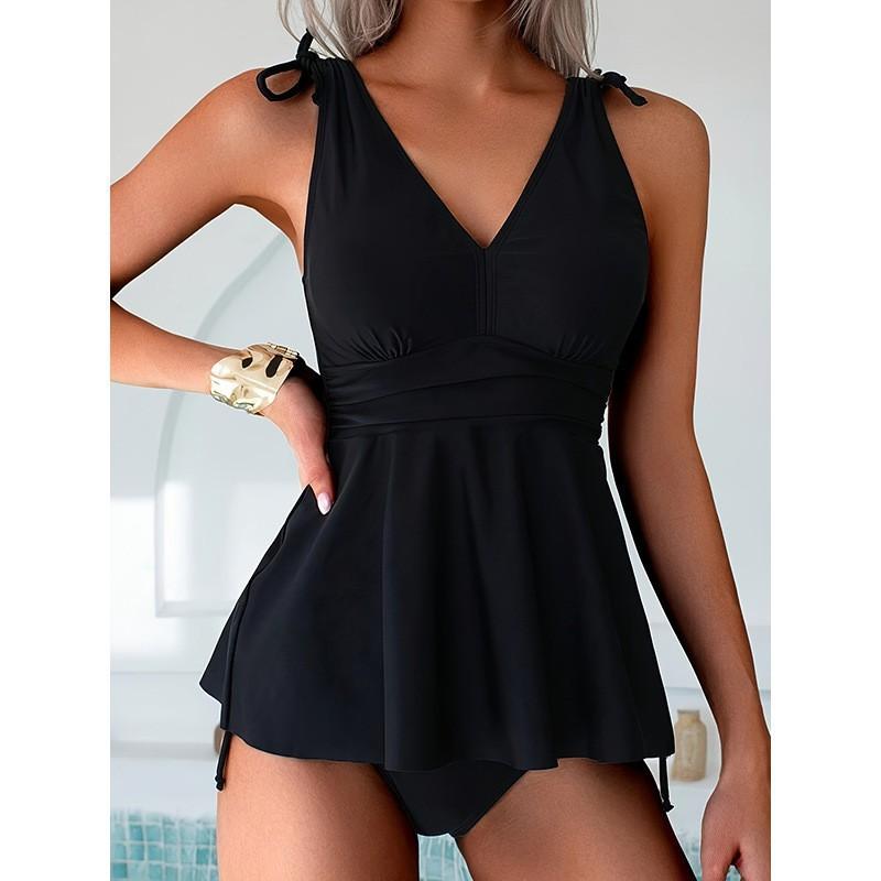 Deep V One-piece Swimsuit Women s Sexy Bikini Beach Hot Two-piece Set S