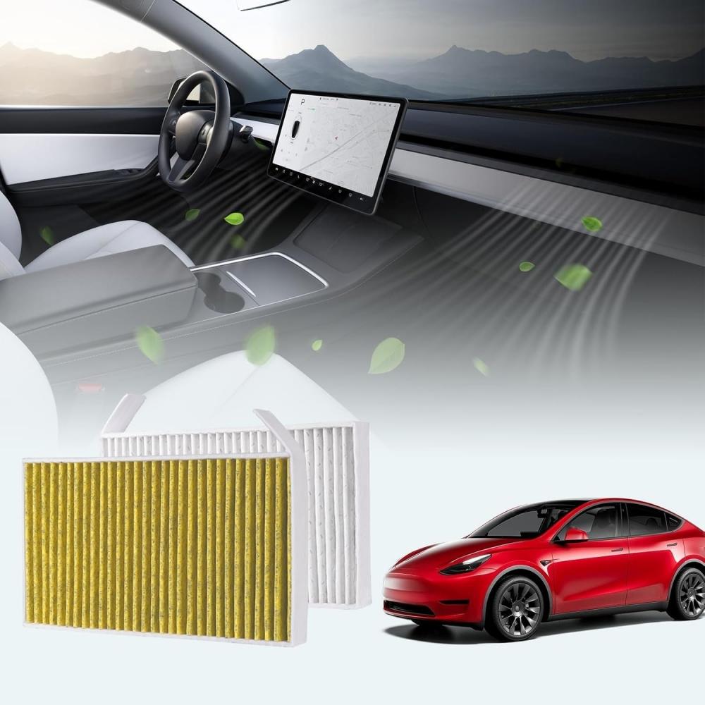 For Model Y 2020-2025 Air Filter HEPA Air Intake Filter Replacement With Activated Carbon For Tesla Model Y