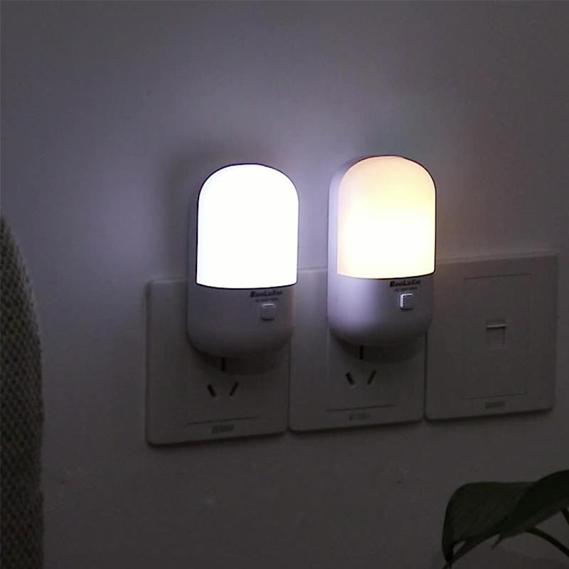 Energiesparende 3-W-Nachtlicht-Plug-in-LED-Steckdosenlampe Innenbeleuchtung EU Zweifarbige Nachttischlampe