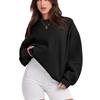 Women's Loose-Fit Sweatshirt Crew Neck Fleece-Lined Long Sleeve Top Solid Color Round Neck For Autumn Winter 2025