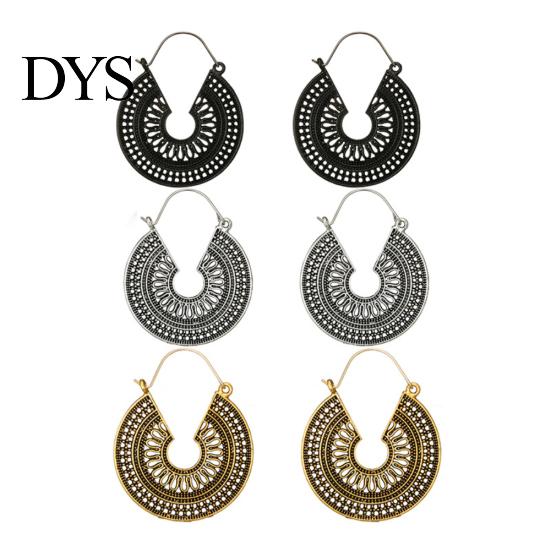 Women C Shape Hollow Hoop Earrings Vintage Party Club Pub Cocktail Jewelry Gift