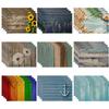 4Pcs Summer Striped Flower Print Placemats 30*45CM Linen Seasonal Spring Table Mats for Party Kitchen Wedding Dining Decor